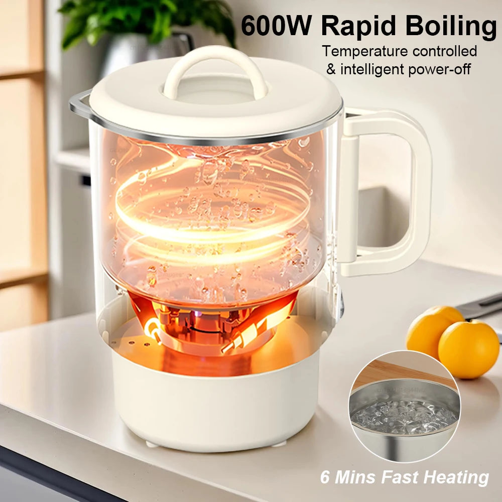 Chaleira elétrica de 1L para água fervente, café, leite, bule de chá, chaleira dobrável, aquecedor de água para viagem, termostato, chaleira dobrável para aquecimento