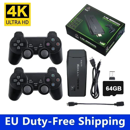 Console de videogame 4K HD 2.4G com controle duplo sem fio para PS1/FC/GBA Retro TV Dendy, console de jogos com 10.000 jogos, envio direto