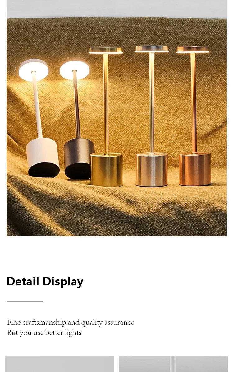 Luminária de mesa LED com sensor de toque, luz noturna de mesa, recarregável, sem fio, lâmpada de leitura, 3 cores, ajustável, luz ambiente criativa
