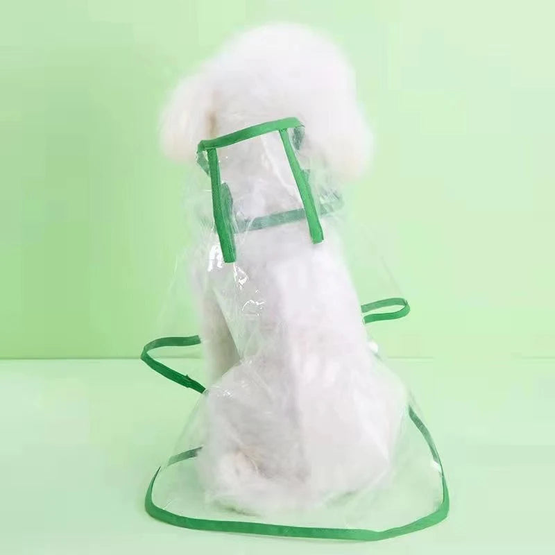 Capa de chuva transparente para cachorro e filhote, jaqueta impermeável com capuz, roupas de PVC macio, capa de chuva para cachorros pequenos