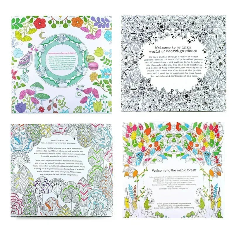 Livro de colorir de 24 páginas para crianças e adultos, alívio do estresse, matar o tempo, pintura faça você mesmo, livro de desenho, pintura, brinquedos educativos para crianças
