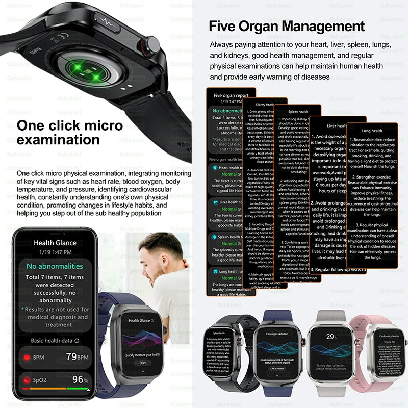 Novo relógio inteligente preciso de 2025, com monitor de frequência cardíaca e pressão arterial, para monitorar a saúde, com ECG + PPG, para esportes