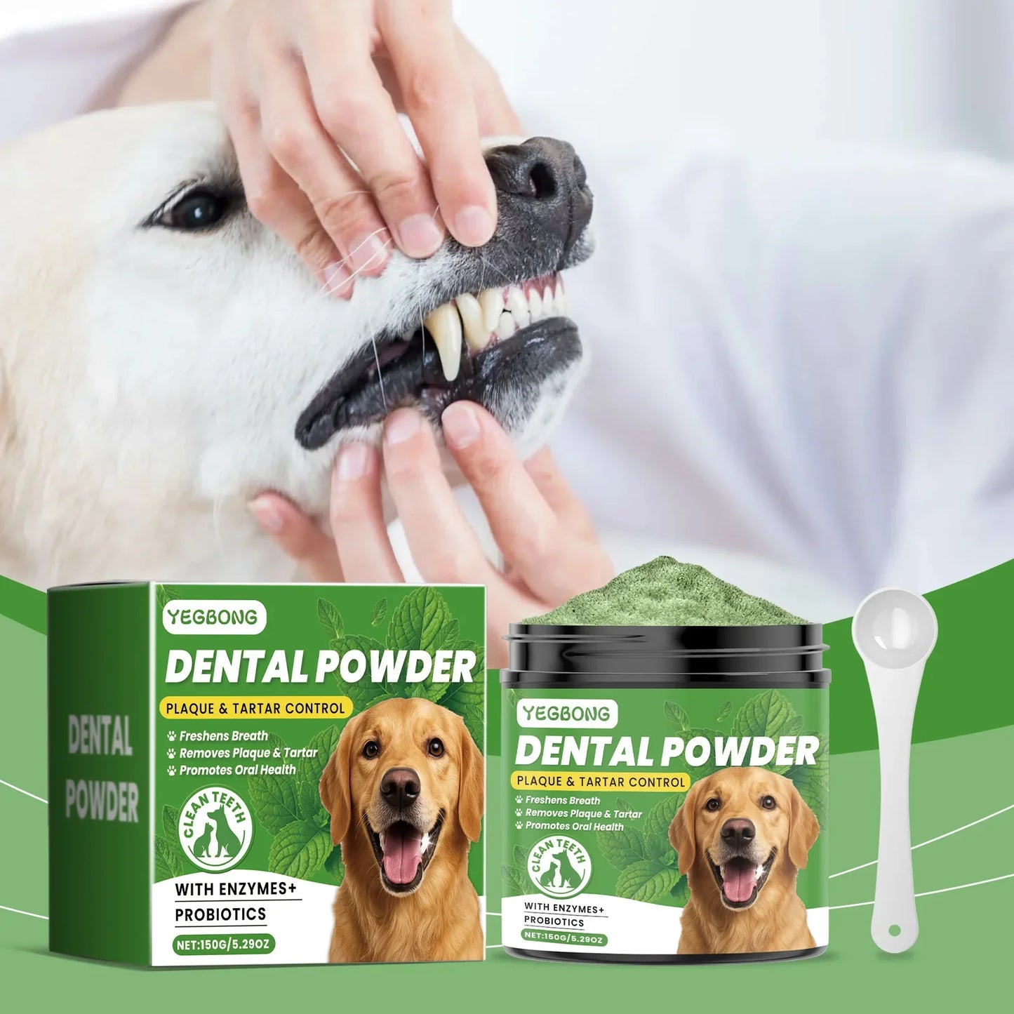 Pó para limpeza de dentes de cachorro Pó dental para cães e purificador de hálito de gatos Remove placa bacteriana Laboratório de limpeza de dentes de animais de estimação co Limpeza de dentes de cachorro
