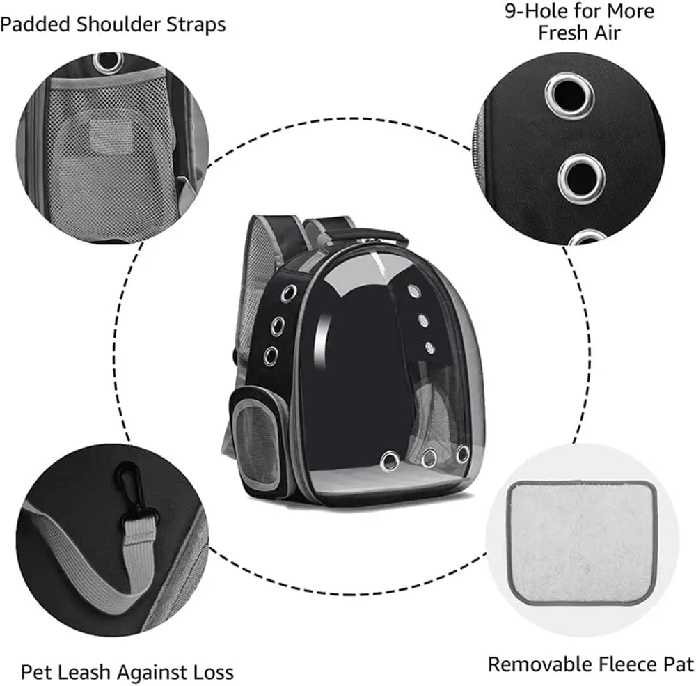 Mochila para gatos, bolsa respirável, cápsula transparente, portátil, para viagem ao ar livre, bolsa de ombro para animais de estimação, mochila para animais de estimação