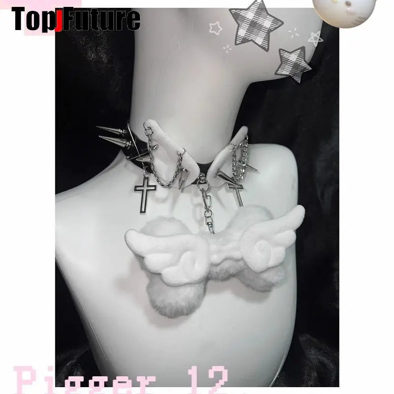 Mulheres Y2K Garota sangrenta punk Harajuku Gótico Lolita doente ferido colar curto Halloween cosplay adereços subcultura Gargantilhas Gargantilha