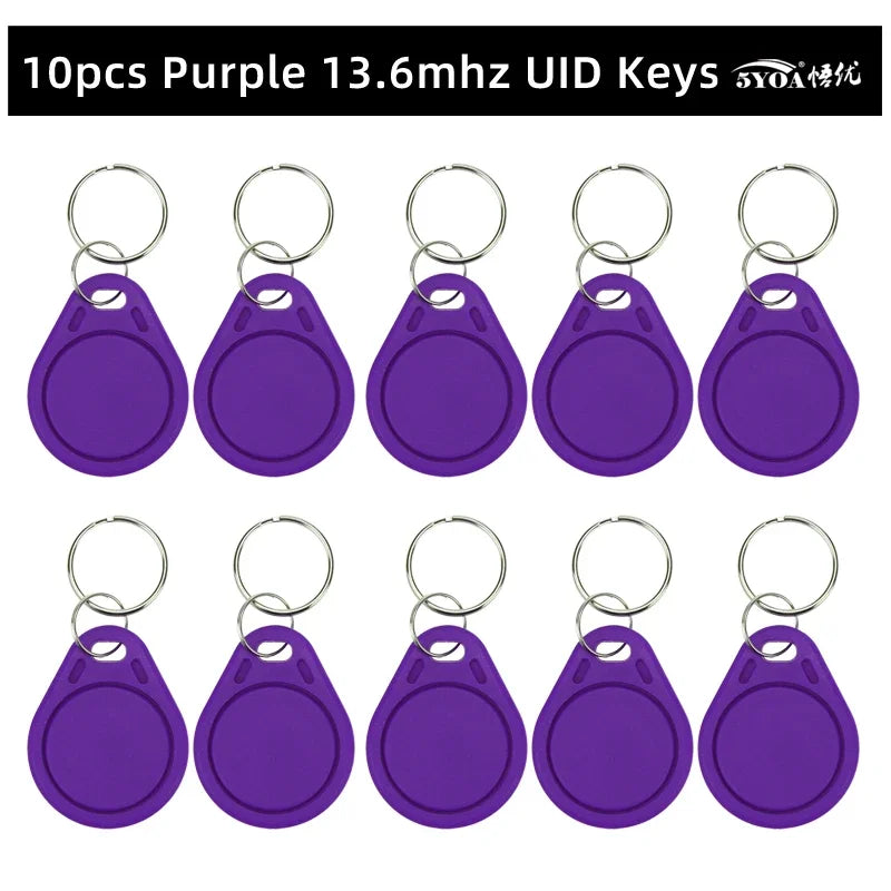 10PCS 13.56Mhz RFID UID Token Copy Keykobs Changeable Attendance Management CUID Clone Keychain Tag For Mif 1k S50 Writable