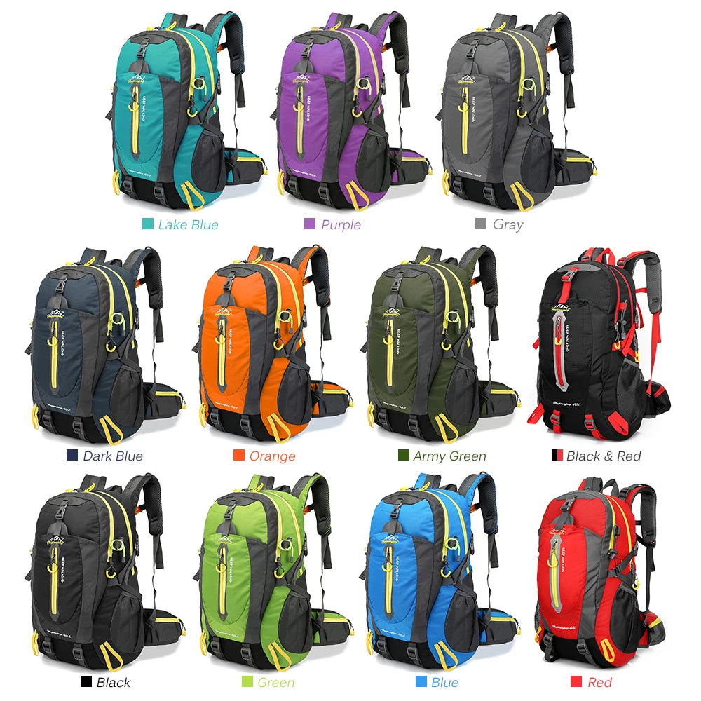 Mochila de viagem resistente à água de 40L para acampamento, caminhada, laptop, mochila de caminhada, escalada, mochilas para homens e mulheres, suprimentos para caminhada