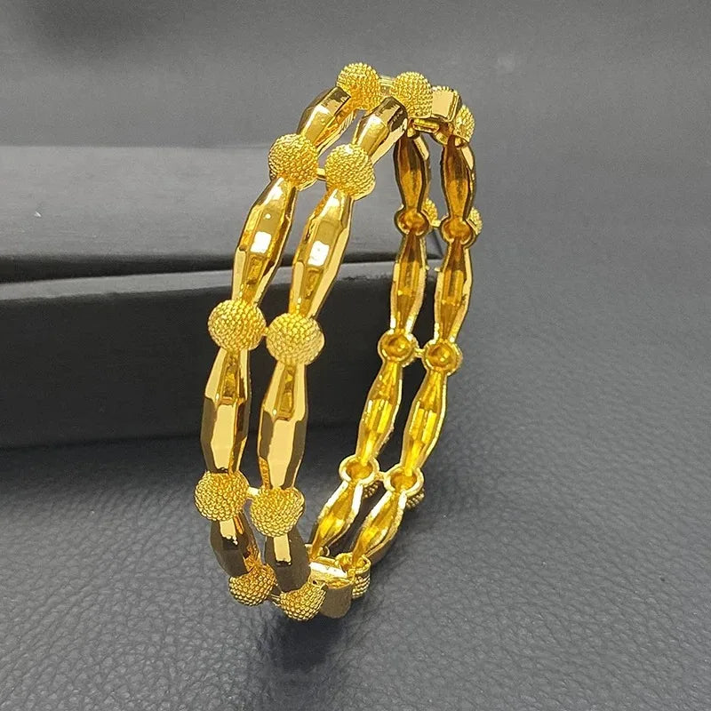 1 peça de pulseiras de luxo vazadas douradas etíopes para noivas, joias indianas para casamento, joias de noivado em Dubai, presentes 24k, novas