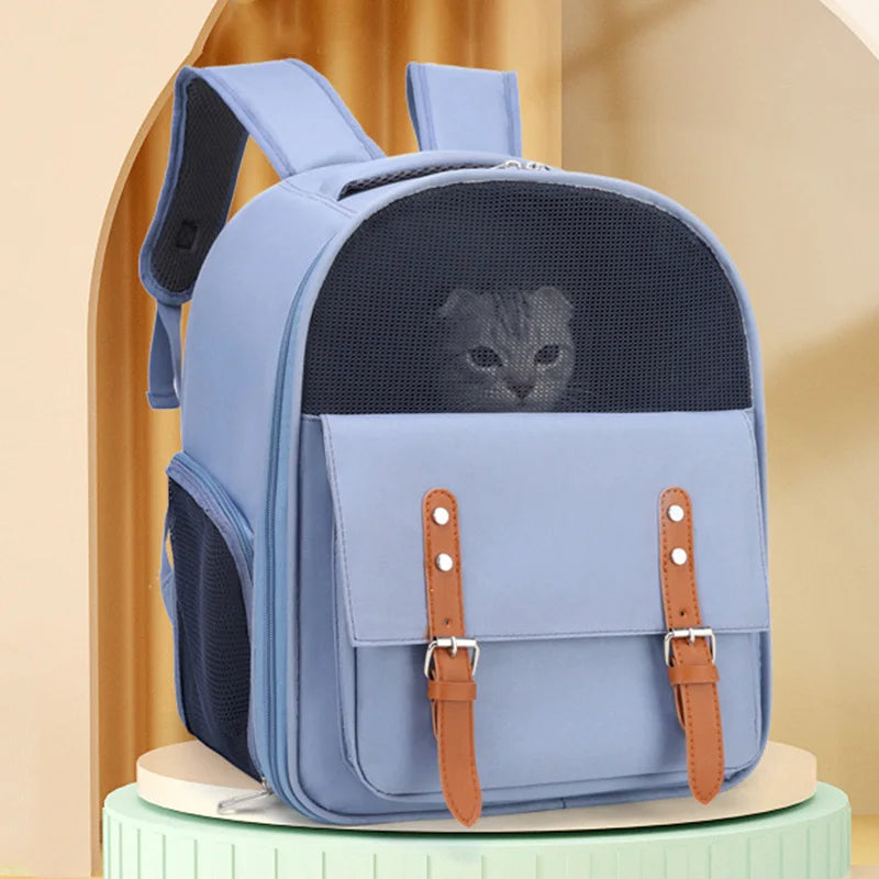 Mochila para transporte de gatos, bolsa respirável e moderna para viagem, para gatos e cães pequenos, suprimentos para animais de estimação