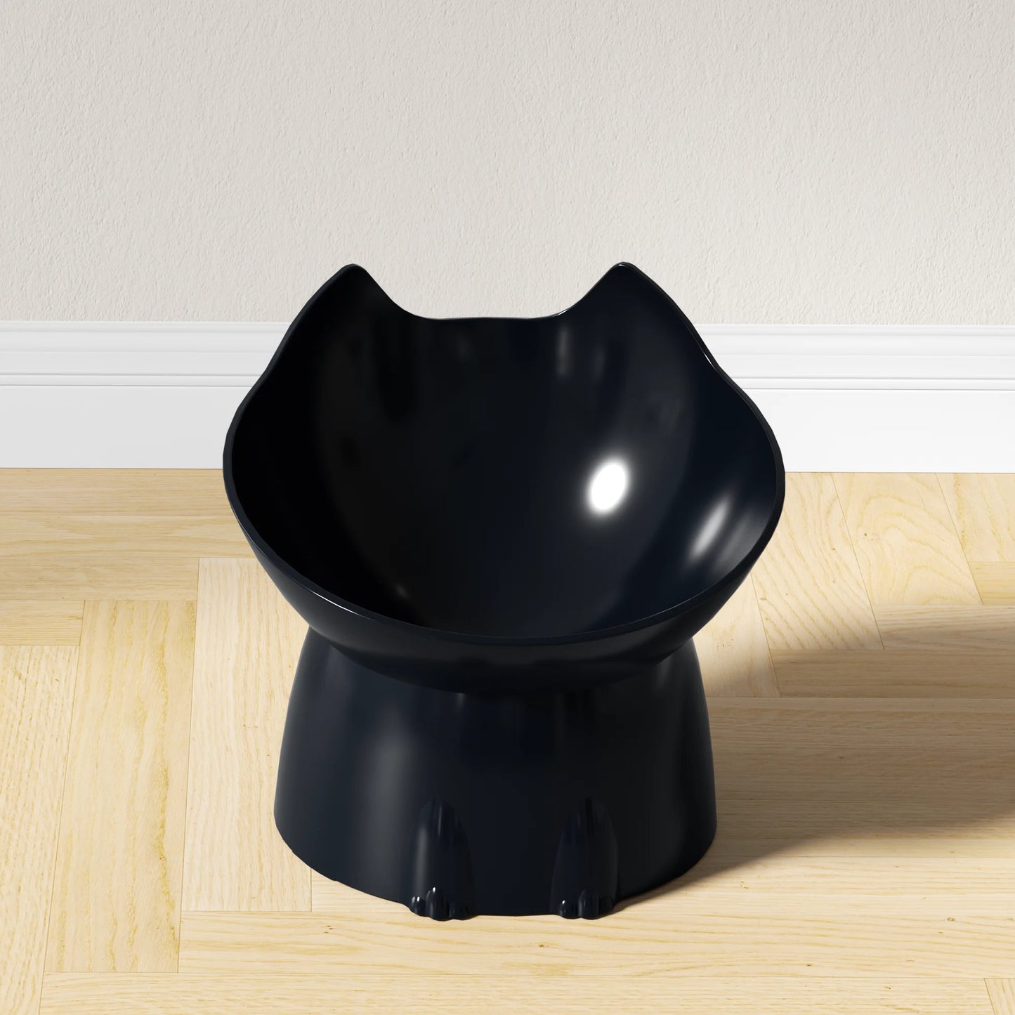 Tigela elevada para gatos WhiskerWare, 1 peça, tigela de plástico antiderrapante para alimentação de animais de estimação com borda inclinada, proteção para o pescoço e comida para gatinhos