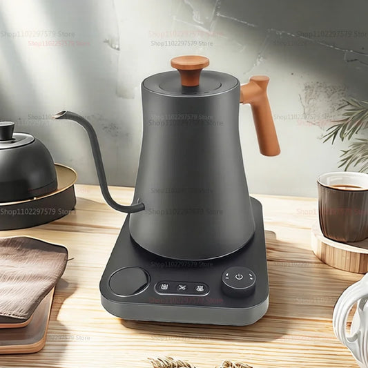 Chaleira elétrica de café coado de 0,9 L, bule de aço inoxidável com controle preciso de fluxo para café preparado à mão e infusão por gotejamento
