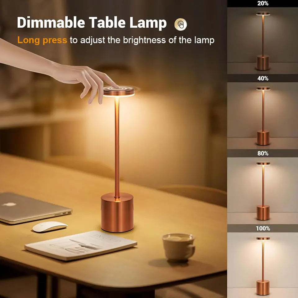 Abajur de mesa USB recarregável sem fio, abajur com luz noturna sensível ao toque, decoração para casa, abajur retrô portátil para quarto