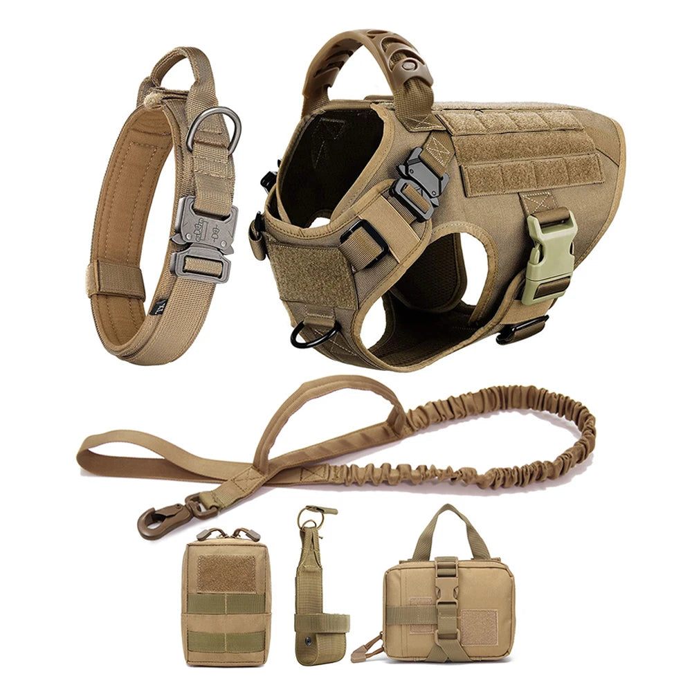 Coleira grande para cachorro, peitoral militar para cachorro, coleira Molle, bolsas, colete de treinamento para animais de estimação, peitorais táticos para pastor alemão, acessórios para cães