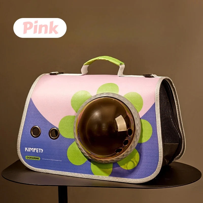 Mochila dobrável para transporte de gatos – Design fofo de desenho animado com aberturas de ventilação e alça de ombro, bolsa de viagem para animais de estimação para gatos