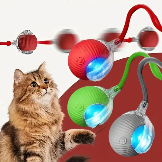Bola interativa automática recarregável para gatos 2025, com sensor de movimento inteligente sem fio e cauda falsa, brinquedo para gatos domésticos, acessórios para animais de estimação