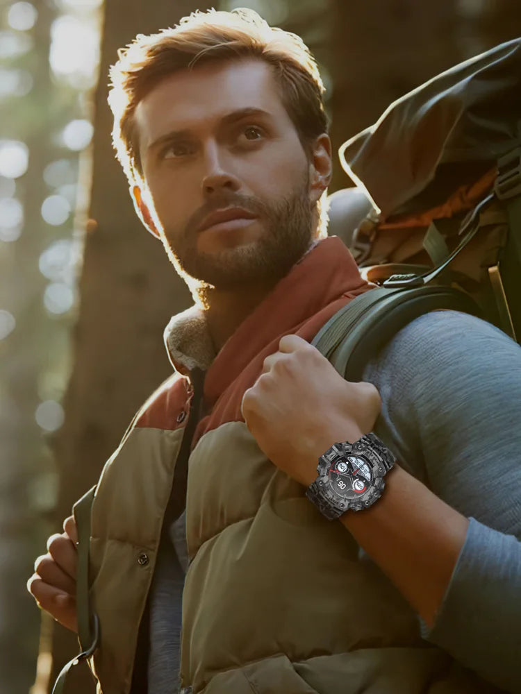 Novo relógio inteligente para atividades físicas ao ar livre 2025, masculino, caminhada, pedômetro, bússola, lanterna LED, IP68, à prova d'água, chamada, smartwatch