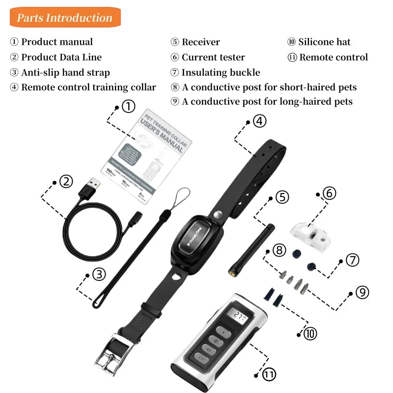 1100m Digital Dog Training Collar Waterproof Rechargeable Remote Control Pet with LCD Display for All Size Shock Vibration Sound