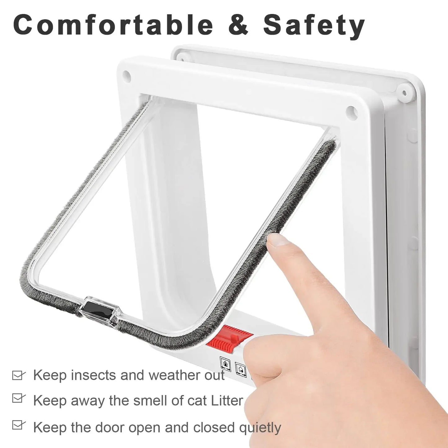 Porta magnética para animais de estimação com trava de 4 vias para gatos, portão de plástico ABS controlável, segurança para filhotes e gatinhos, kit de portas para animais de estimação
