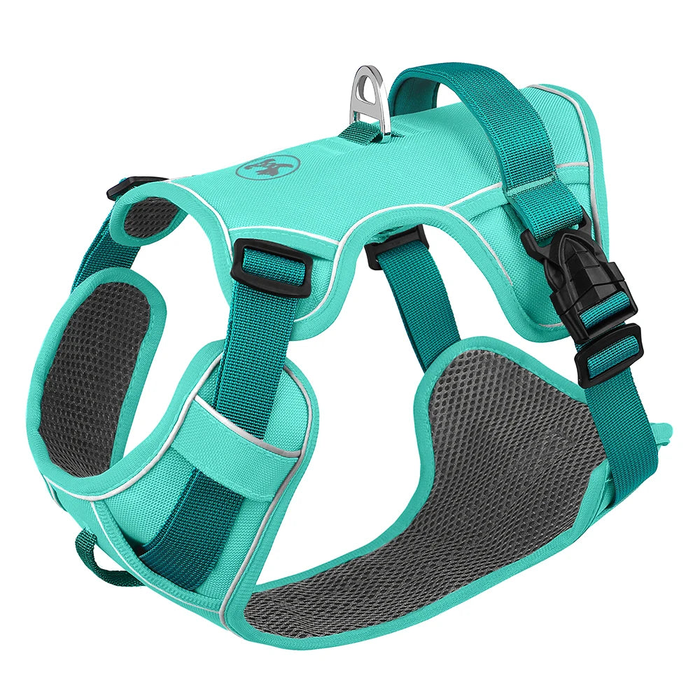 Arnês de cachorro de malha respirável, nylon refletivo, colete de treinamento durável para animais de estimação, ajustável para cães pequenos, médios e grandes