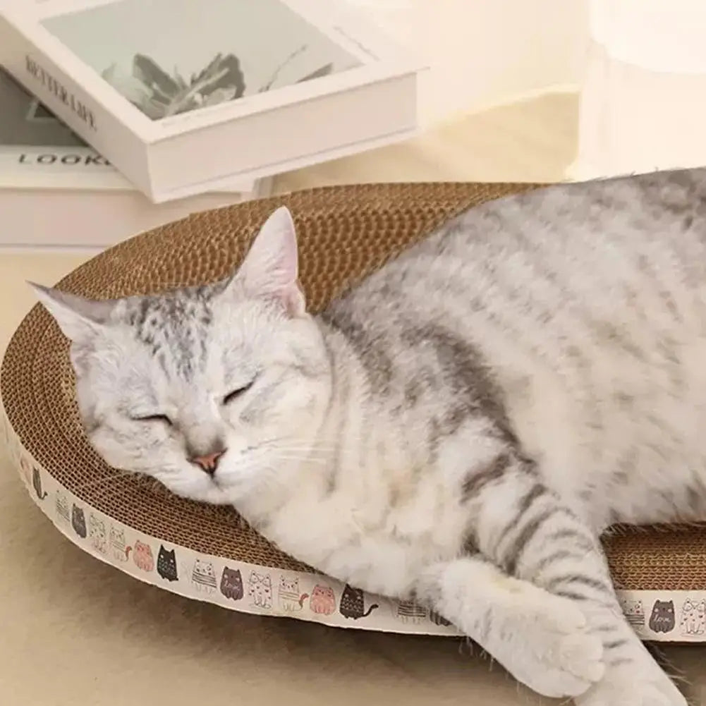Arranhador ondulado para gatos, redondo, oval, com garras de moagem, resistente ao desgaste, cama para gatos, acessórios para gatos