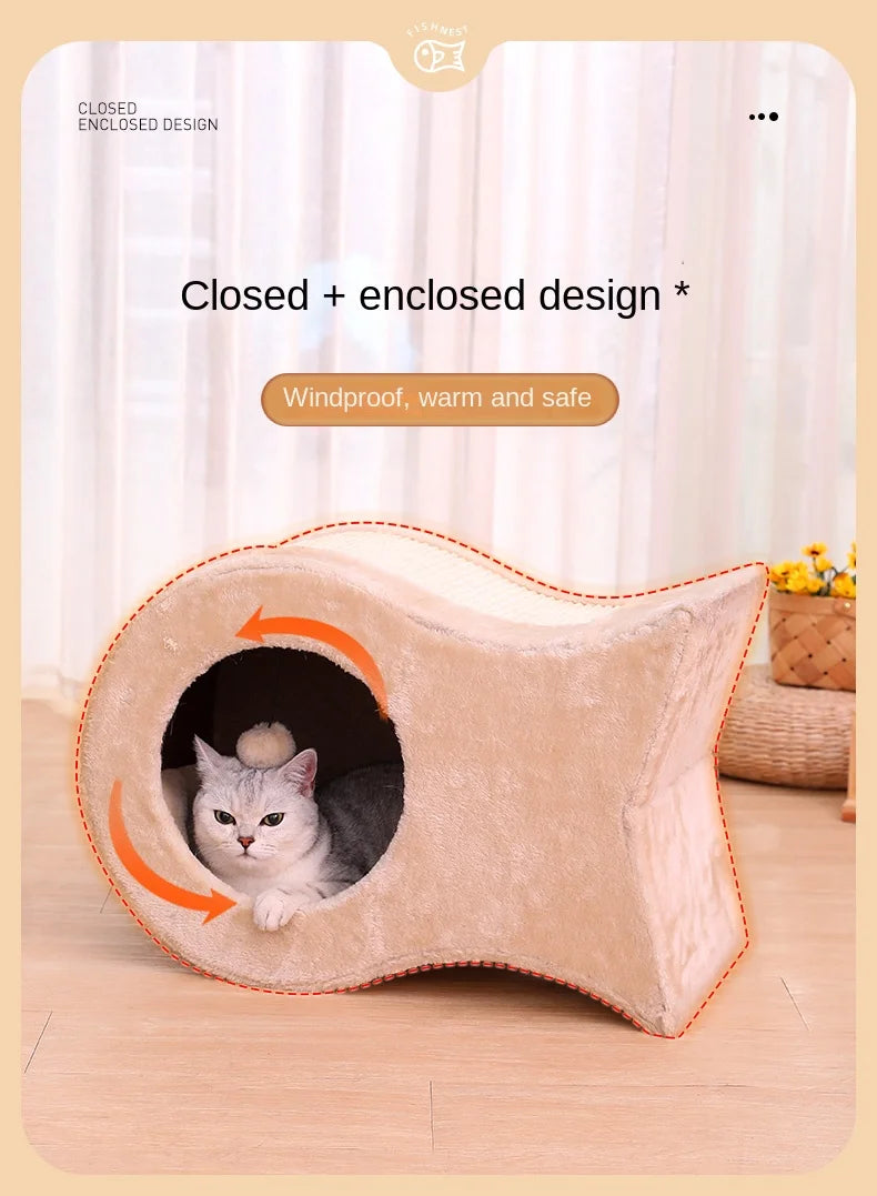 Ninho de gato, casa quente para gatos, casa fechada para gatos durante todo o ano, ninho de dormir para gatos no inverno, suprimentos para animais de estimação