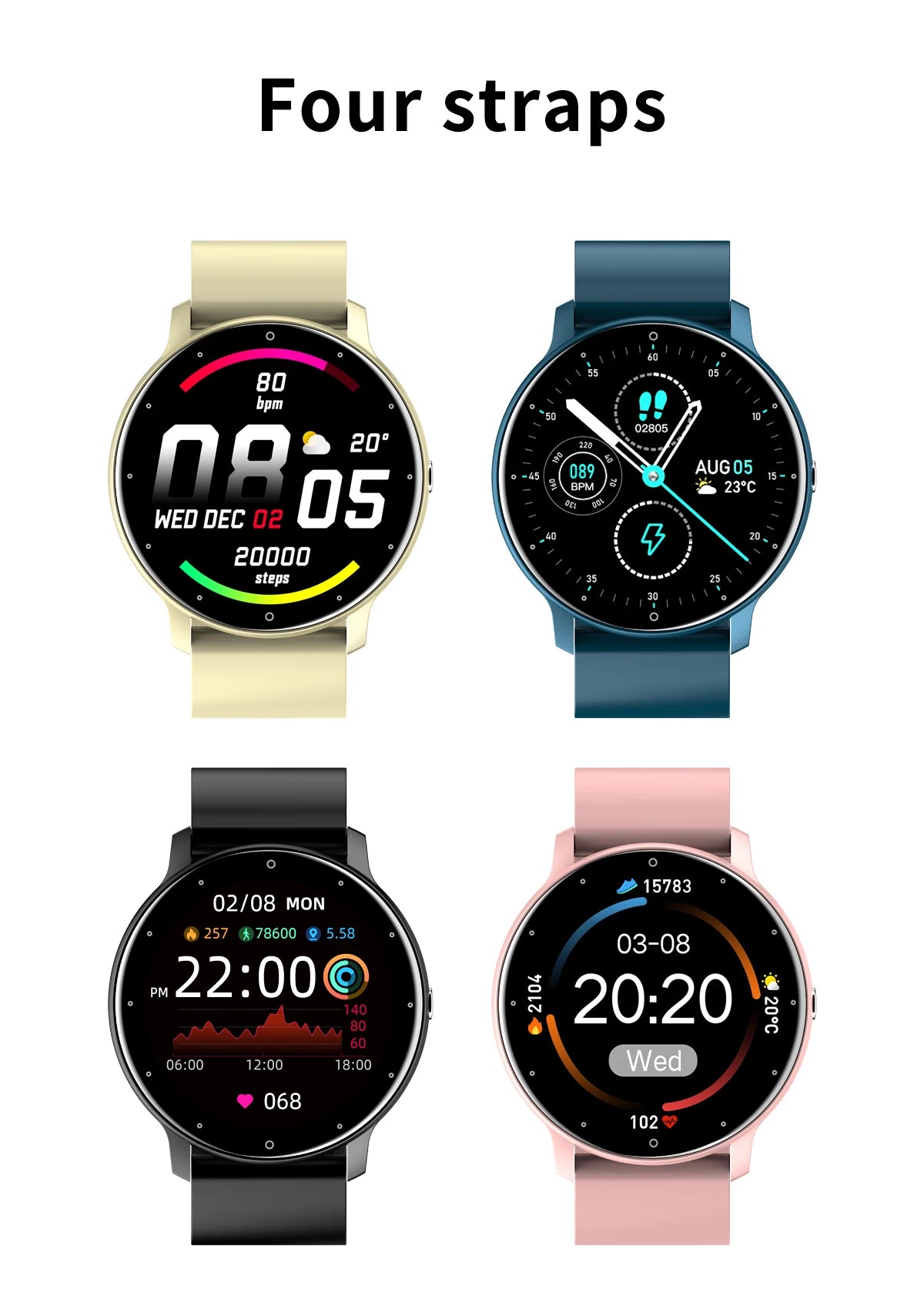 Novo relógio inteligente 2023, esportivo, fitness, à prova d'água, com Bluetooth, monitor de frequência cardíaca e sono para Android e iOS