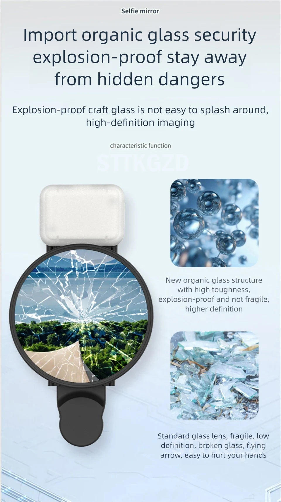STTKGZD Selfie Refletor Espelho Kit de Luz de Preenchimento para Celular Portátil Espelho Móvel Clipe Bolsa de Armazenamento Câmera Traseira para Celular