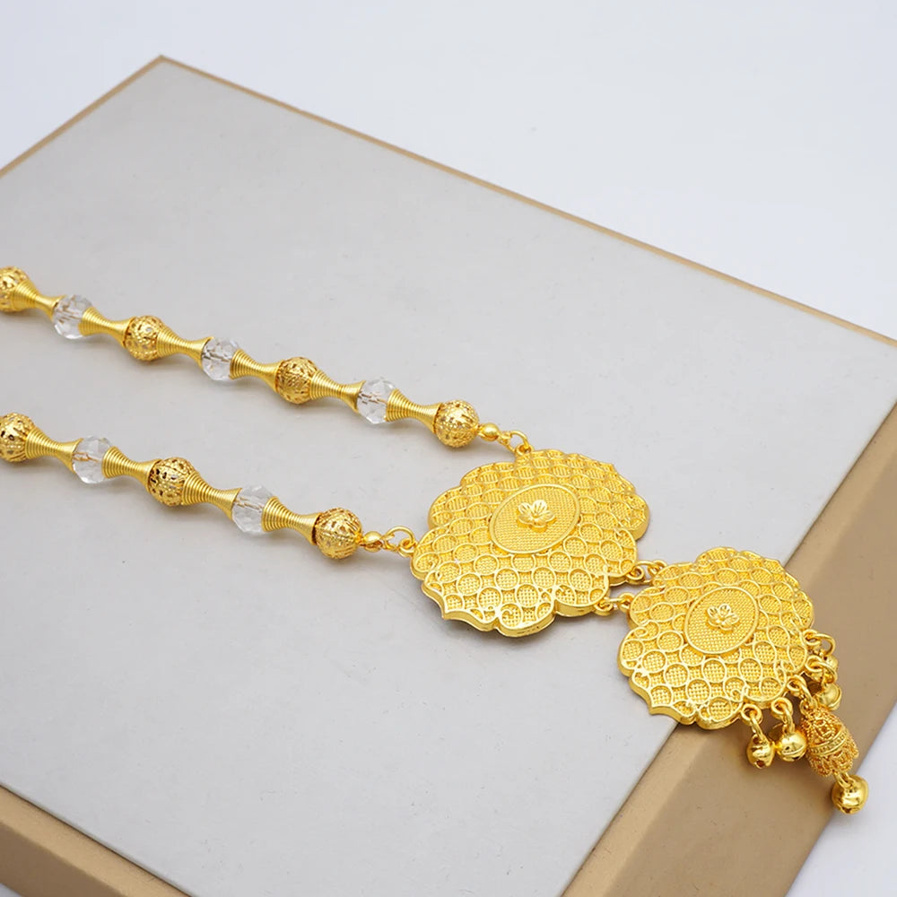 Conjuntos de joias finas 2023 para mulheres, presentes de casamento, colar, pulseira, brincos, anel, joias com contas africanas