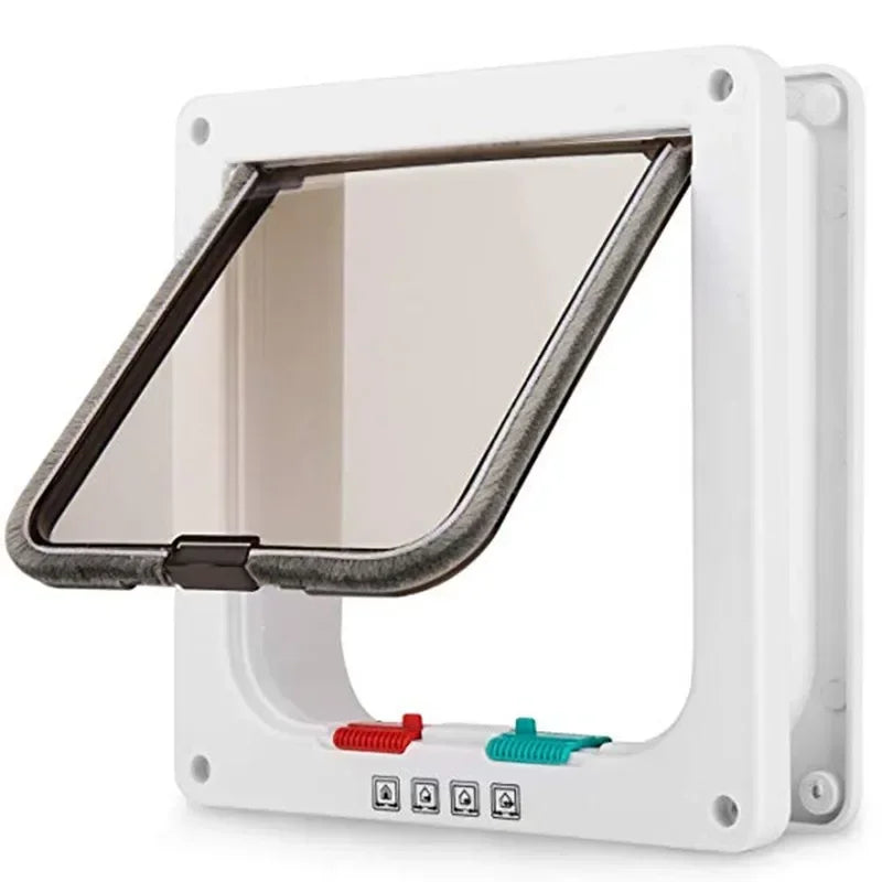 Porta de aba para cães e gatos com trava de segurança de 4 vias, porta de aba para cães e gatos, gatinhos, kit de porta de plástico ABS para animais de estimação pequenos, portas de aba para cães e gatos