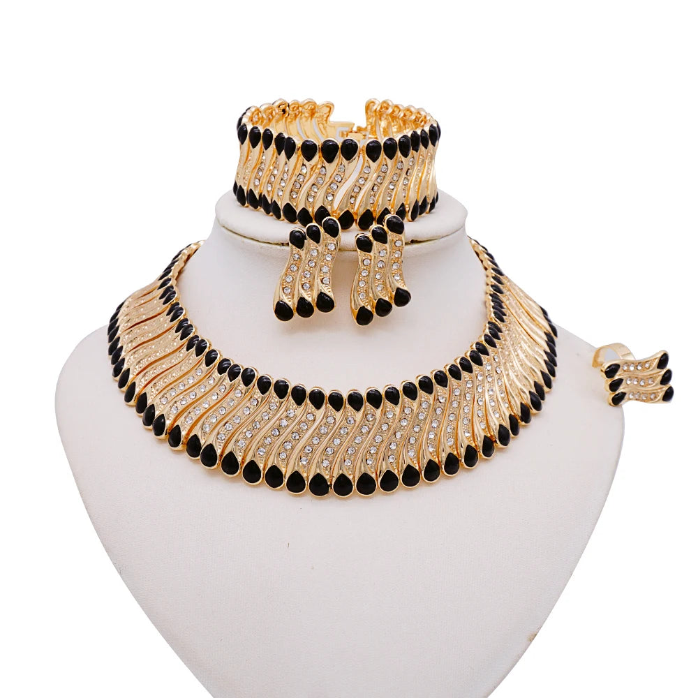 Conjuntos de joias finas 2023 para mulheres, presentes de casamento, colar, pulseira, brincos, anel, joias com contas africanas