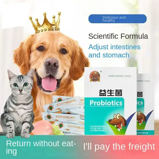 Probióticos para animais de estimação regulam o estômago e aumentam o apetite em gatos e cães, diarreia geral, constipação e vômito.