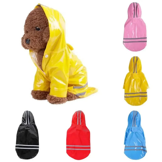 Capa de chuva impermeável para cachorros filhotes com capuz para cães pequenos Capa de chuva para animais de estimação com refletivo e furo para guia Roupas para cães ao ar livre no inverno