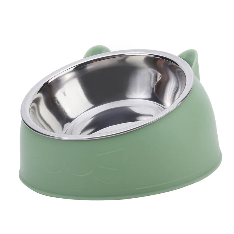 Tigela para gatos, adorável, criativa, inclinada, para gatinhos, filhotes, tigelas de alimentação, aço inoxidável, alimentador para gatos, cães de estimação, alimentadores para gatos