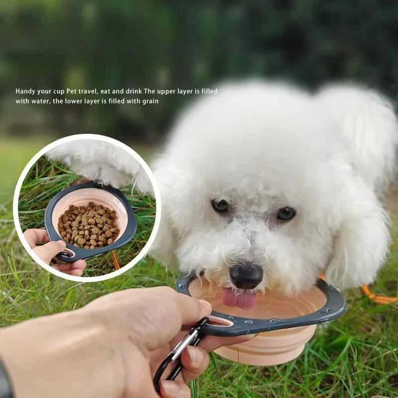 Tigelas para animais de estimação, utensílios para comida de animais de estimação, tigelas dobráveis ​​portáteis para áreas externas, silicone fácil de limpar