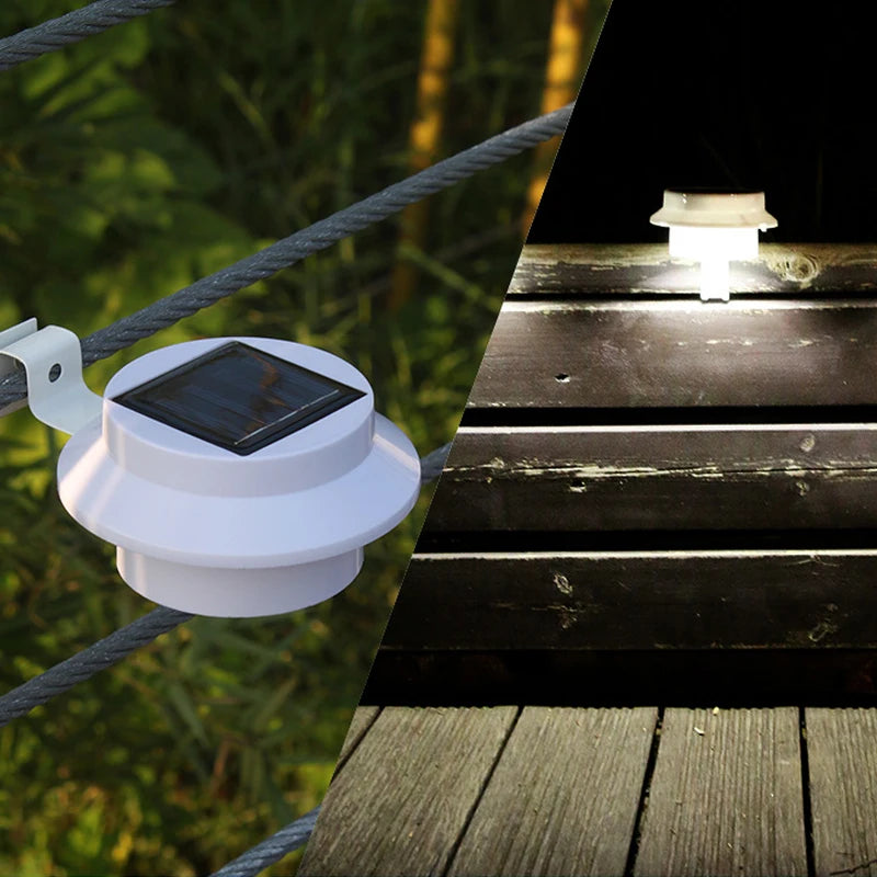 Luminária de parede à prova d'água com energia solar 3LED para calha, luz noturna branca e quente para cerca, caminho de jardim, luminária LED decorativa para acampamento