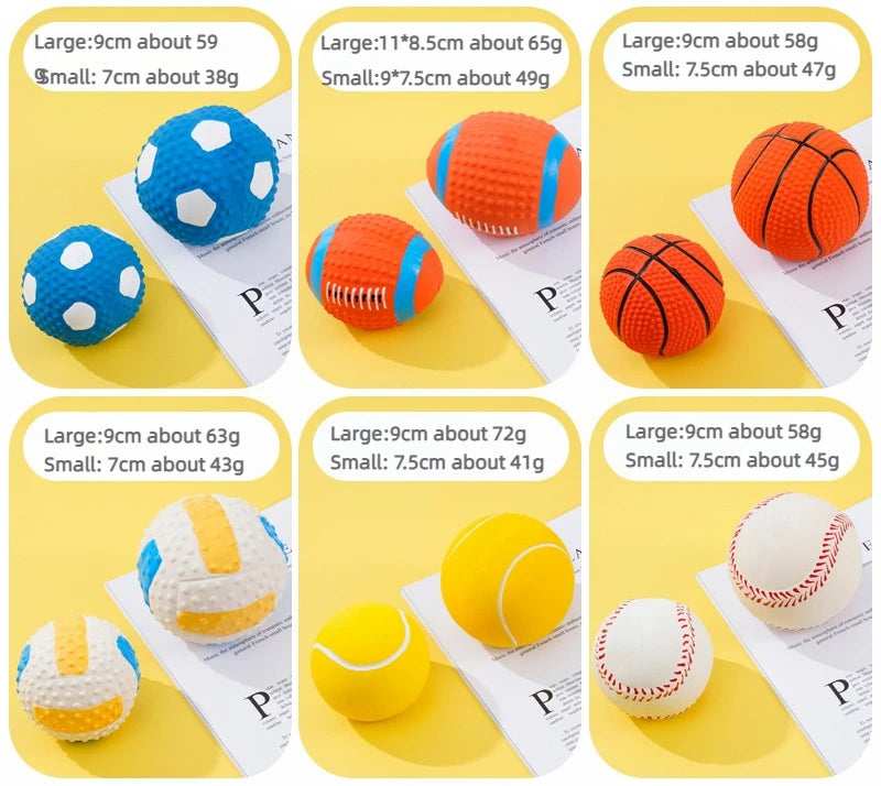 Brinquedos para cães que rangem, bolas de látex macias para cães pequenos, médios e grandes, rugby, futebol, vôlei, brinquedo para animais de estimação, bola de brinquedo interativo para mastigar