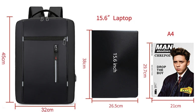 Mochilas escolares masculinas à prova d'água para laptop, mochilas escolares com entrada USB de 15,6 polegadas, mochilas de grande capacidade para homens