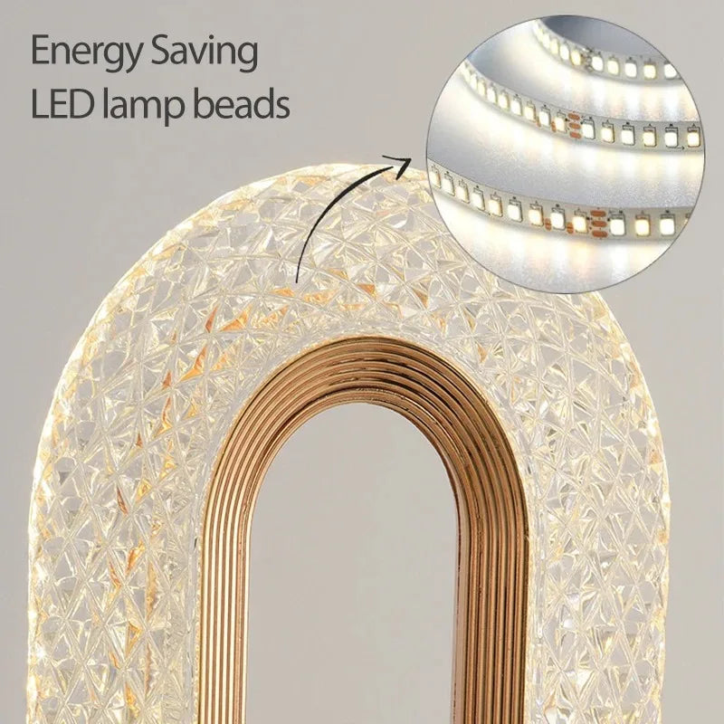 Luz noturna de trilho de cristal 3D com controle de toque para quarto de meninas, lâmpada de mesa ambiente LED USB para decoração de casa e estética