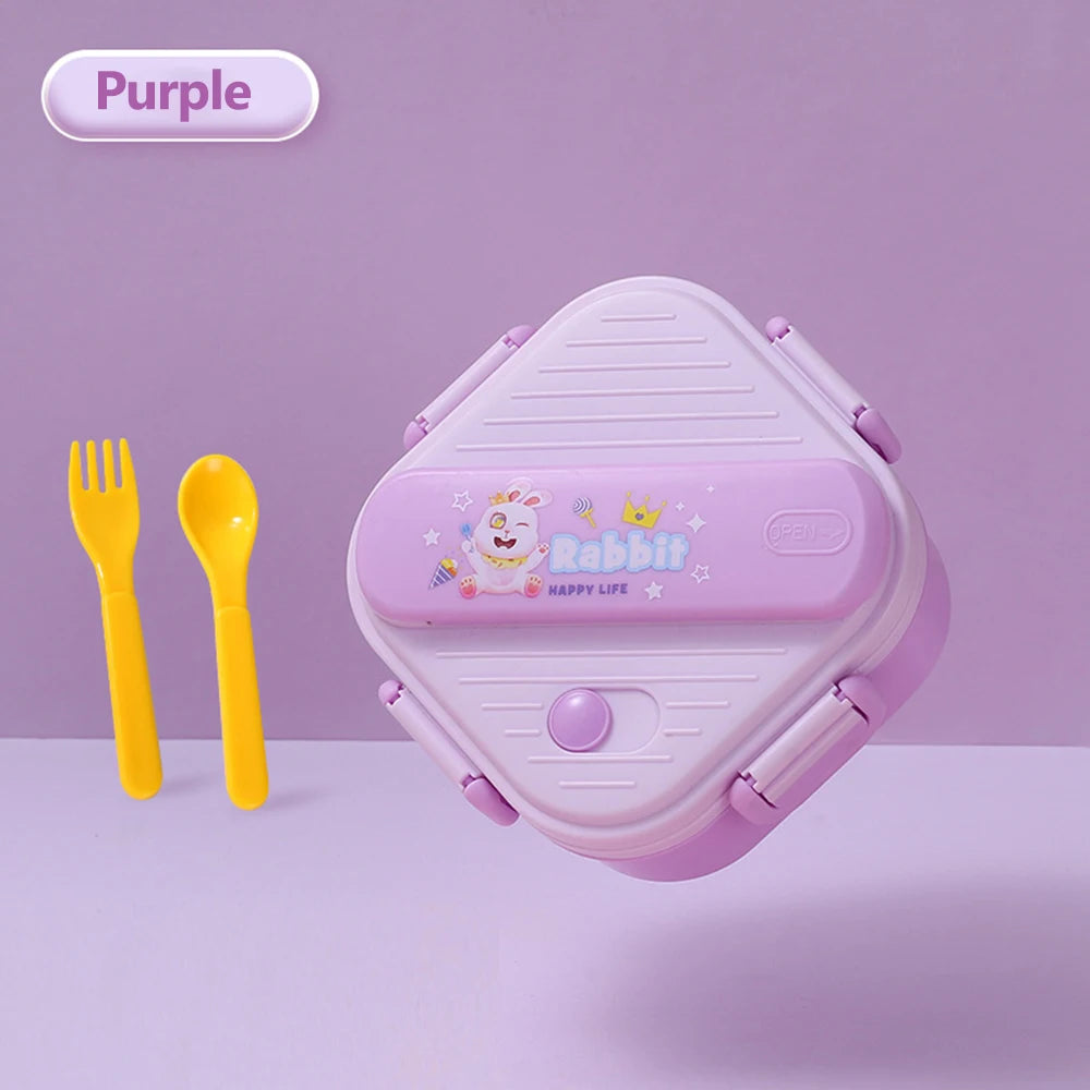 Lancheira de unicórnio com 3 grades para crianças, estudantes, sanduíche, frutas, recipiente para armazenamento de alimentos, caixa de bento de desenho animado para acampamento escolar