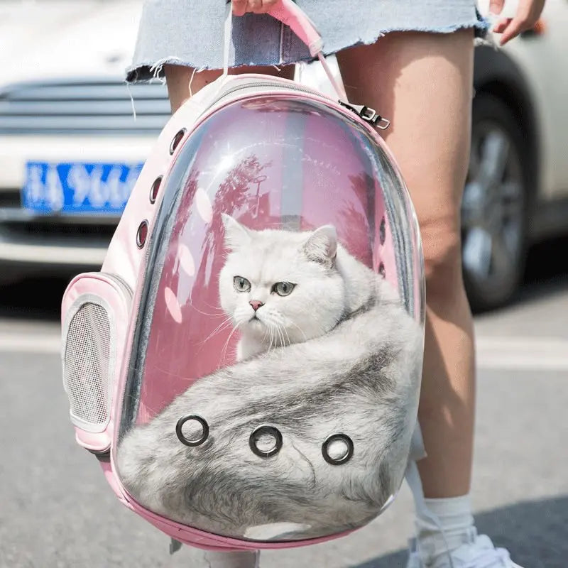 Mochila para transporte de animais de estimação, portátil, transparente, cápsula espacial, mochila para animais de estimação, bolsa de transporte para gatos, respirável, mochila para animais de estimação