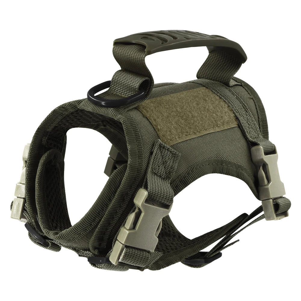 Arnês tático para cães de raças pequenas, colete ajustável para cães de serviço militar, acessórios para treinamento e trabalho
