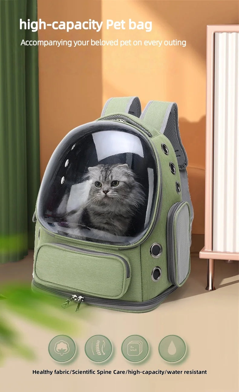 Mochila transparente para transporte de animais de estimação, essencial para viagens ao ar livre, para gatos e cães pequenos, design respirável, suprimentos premium e confortáveis ​​para animais de estimação