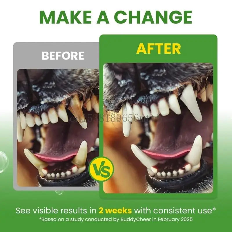 Pó para limpeza de dentes de animais de estimação, hálito refrescante para cães, ferramenta de limpeza de dentes de cães fácil de usar, cuidado com os dentes de gatos B03D