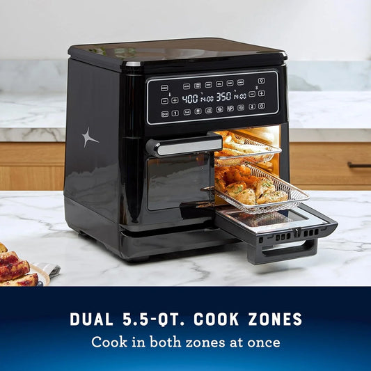 Forno Air Fryer de 11 litros, fritadeira de ar dupla com 2 zonas de cozimento, dupla com 6 funções de cozimento, grande