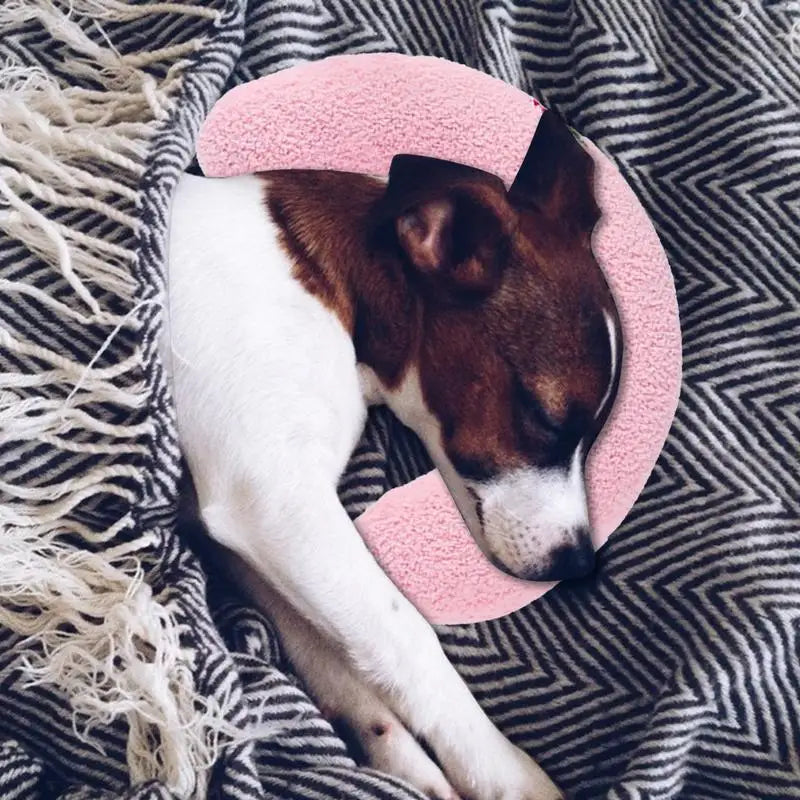 Almofadas para cães Almofada macia para cães Almofada decorativa Meio donut Brinquedo calmante para animais de estimação Almofada para filhotes Padrão bordado Almofada para cama de cachorro