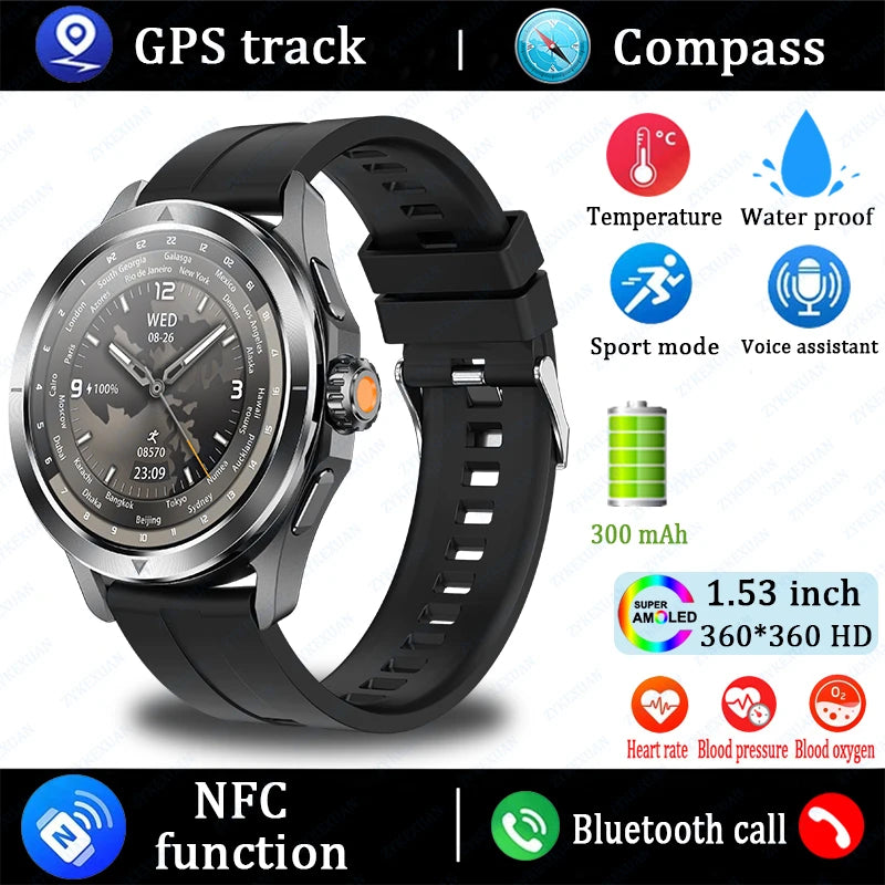 Novo 2025 para Xiaomi S4 Ultra Smart Watch Masculino AMOLED Esporte ao Ar Livre NFC GPS Rastreador de Frequência Cardíaca À Prova D'água Bluetooth Chamada Smartwatch