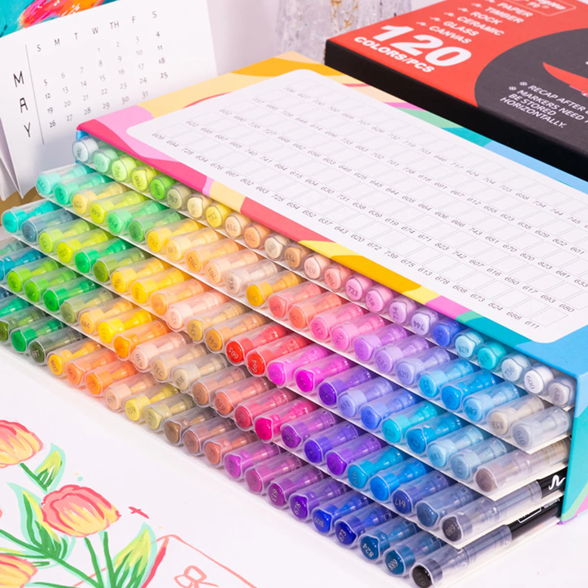 Conjunto de marcadores profissionais para artistas, 12-240 cores/caixa - Marcadores acrílicos líquidos de ponta macia para desenho em linha reta, pintura artística de grafite faça você mesmo
