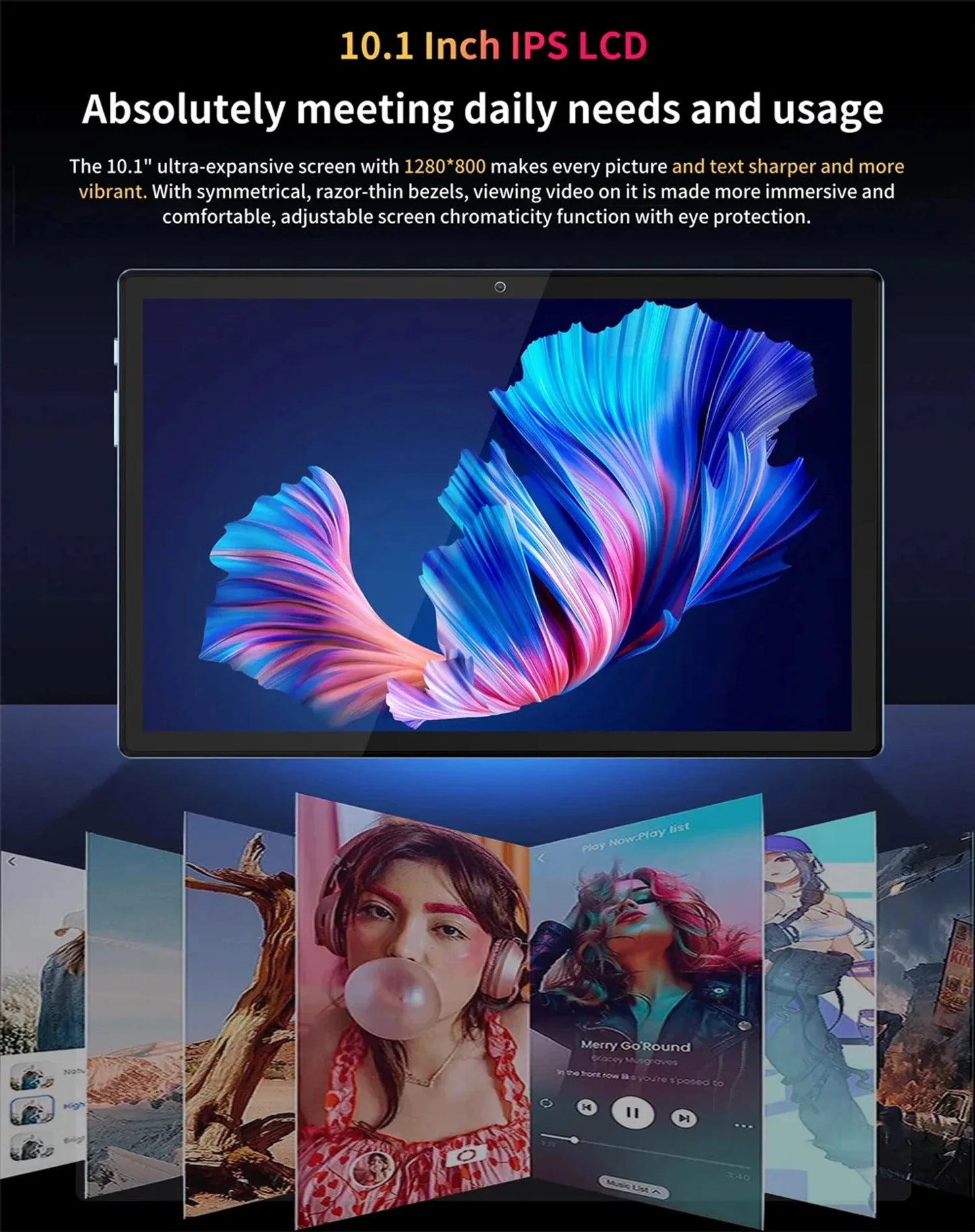 Tablet de 10,1 polegadas mais vendido em 2024 com 4 GB de RAM, 64 GB de ROM, sistema Android 11, reprodutor de músicas, versão global, tablet de 5000 mAh
