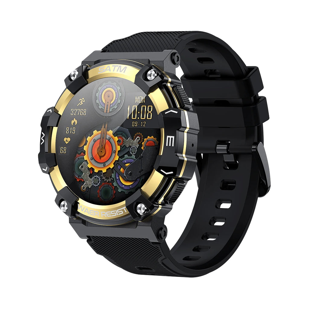 Relógio inteligente esportivo de fitness redondo masculino de 1,39 polegadas com Bluetooth para chamadas e voz com IA IP68 à prova d'água