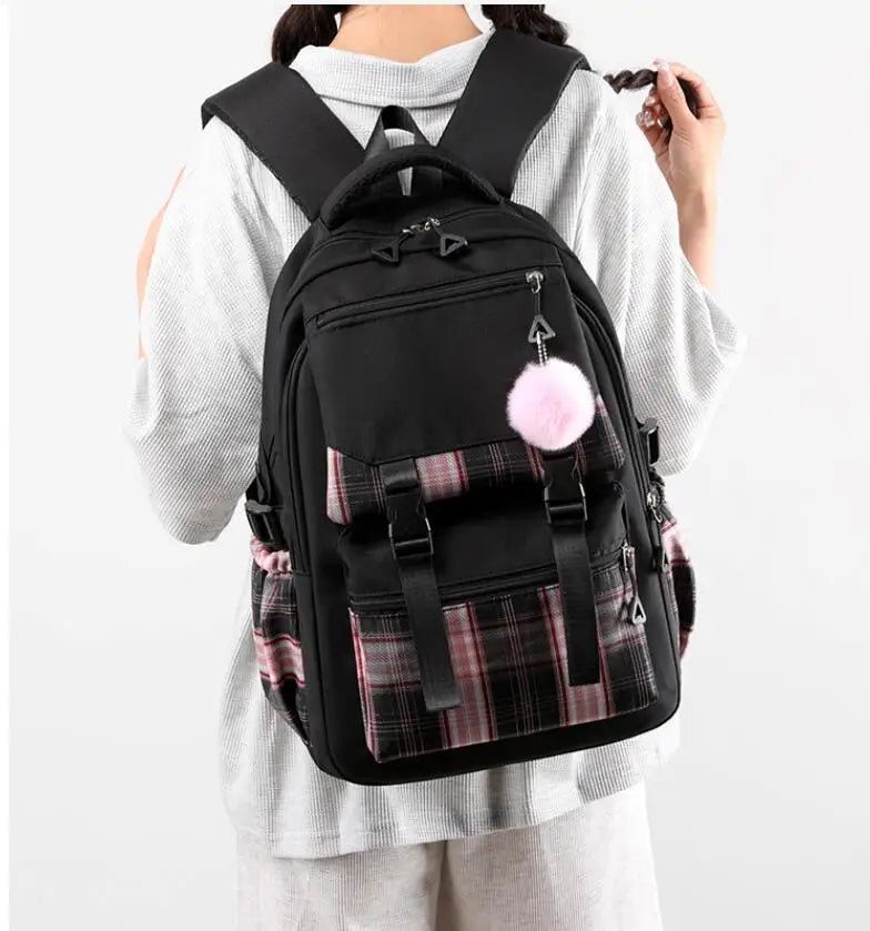 Mochilas escolares Stitch para estudantes do ensino médio, mochila feminina de grande capacidade para laptop, mochila escolar para ensino fundamental e médio